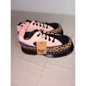 Dr. Martens Buzz 5I Size 8 Pink Black New Leopard Print Platform Suede Shoes